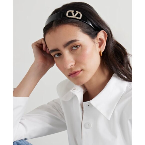 VALENTINO GARAVANI Embellished Resin Headband in Black - Picture 2 of 4